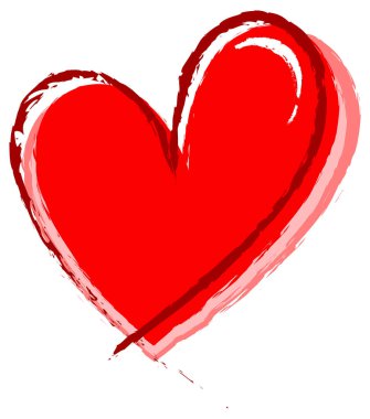 Kırmızı kalp çizimi izole edilmiş.