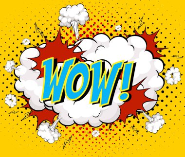 Word Wow çizgi roman bulutu patlaması arkaplan çizimi