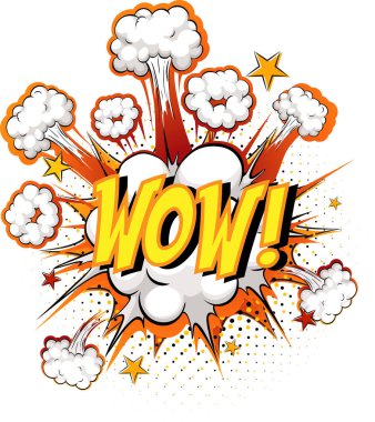 Word Wow çizgi roman bulutu patlaması arkaplan çizimi