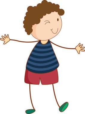 Sevimli çocuk çizgi film karakteri karalama stili izole edilmiş.