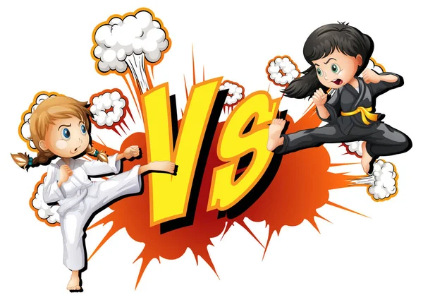 Two Girls Fighting White Background Illustration Royalty Free Stock Vectors