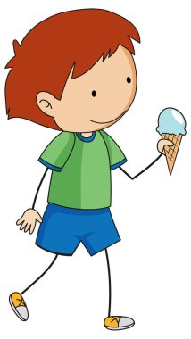 Dondurma külahı taşıyan tatlı çocuk.