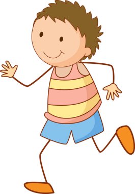 Sevimli kız çizgi film karakteri karalama stili izole edilmiş.