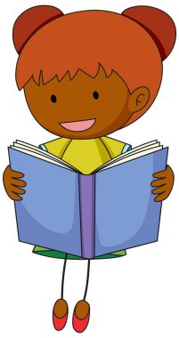 Çizgi film karakteri okuyan karalama yapan bir çocuk çizimleri izole etmiş.