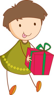 Sevimli kız çizgi film karakteri karalama stili izole edilmiş.