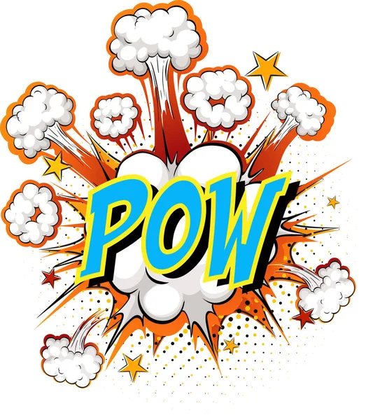 Mot Pow Sur Bande Dessinée Explosion Nuage Fond Illustration — Image vectorielle