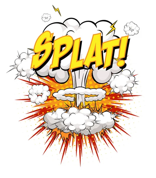 Splat关于白色背景图上孤立的漫画云雾爆炸的文本 — 图库矢量图片
