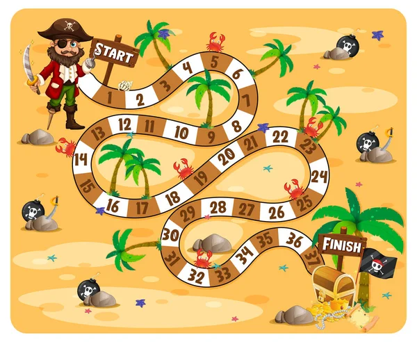 Path Board Game Pirate Theme Illustration — Stock Vector