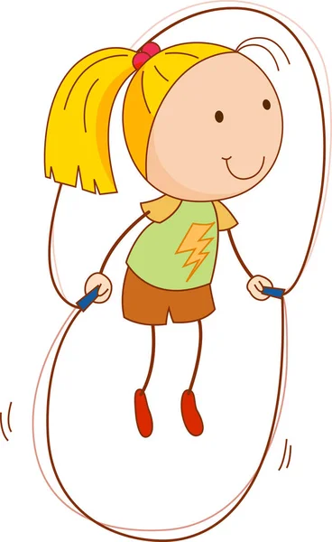 Personaje Dibujos Animados Chica Estilo Doodle Ilustración Aislada — Vector de stock