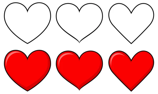 Set Different Shapes Heart Illustration — Stock Vector