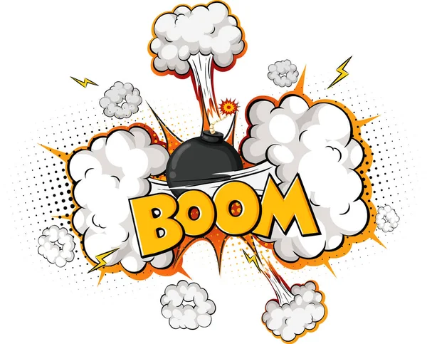Comic Beszéd Buborék Boom Szöveg Illusztráció — Stock Vector