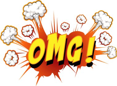 Omg metin illüstrasyonlu komik konuşma balonu