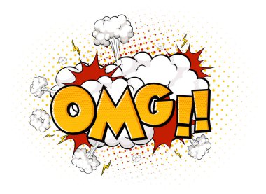Omg metin illüstrasyonlu komik konuşma balonu