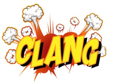 Clang metin illüstrasyonlu komik konuşma balonu