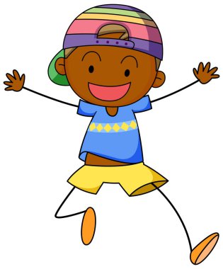 Mutlu çocuk karikatür karakteri izole edilmiş.