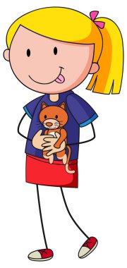 Oyuncak bir karikatür karakteri çizen tatlı bir kız.