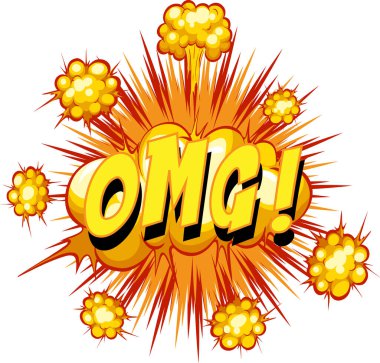 Omg metin illüstrasyonlu komik konuşma balonu