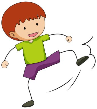 Sevimli çocuk çizgi film karakteri karalama stili izole edilmiş.