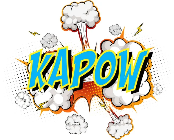 Word Kapow Komische Wolk Explosie Achtergrond Illustratie — Stockvector