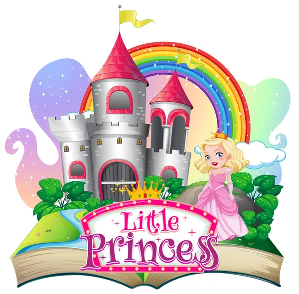 Libro Emergente Con Pequeña Princesa Tema Ilustración — Vector de stock