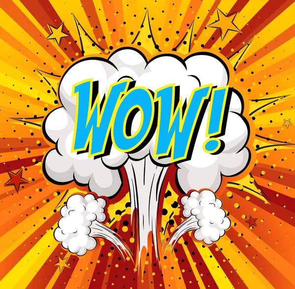 Word Wow Auf Comic Wolke Explosion Hintergrund Illustration — Stockvektor