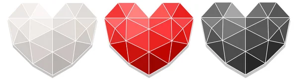 Conjunto Diferentes Colores Ilustración Geométrica Del Corazón — Vector de stock