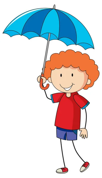 Petite Fille Tenant Parapluie Gribouille Illustration Personnage Dessin Animé — Image vectorielle