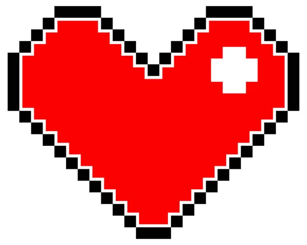 Kırmızı Piksel Kalp Izole Çizimi — Stok Vektör