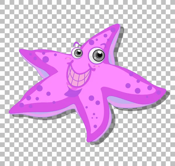 Smiling Starfish Cartoon Character Isolated Transparent Background Illustration — Stock Vector