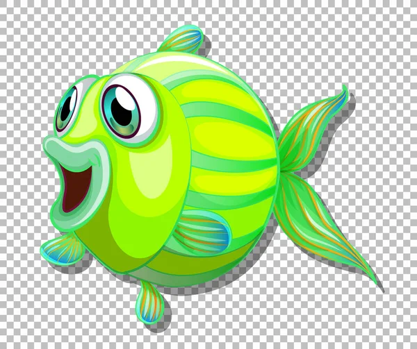 Cute Fish Big Eyes Cartoon Character Transparent Background Illustration — Stock Vector