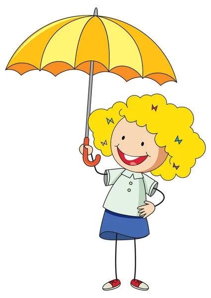 傘漫画のキャラクターイラストを持つ女の子 — ストックベクタ