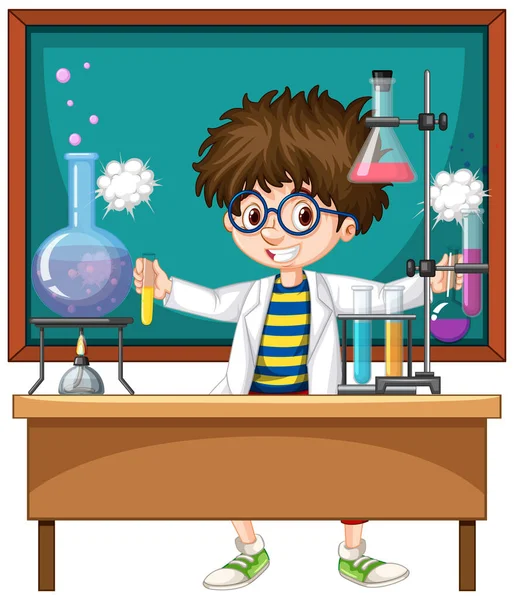 Researcher Experiment Laboratory Illustration — Stock Vector