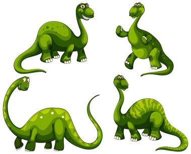 Sauropod dinozorları çizgi film karakteri çizimleri