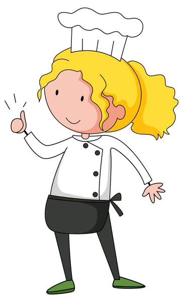 Pequeño Personaje Dibujos Animados Chef Ilustración Aislada — Vector de stock