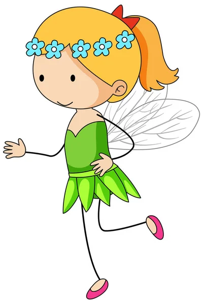一个小仙女的简单卡通人物 — 图库矢量图片