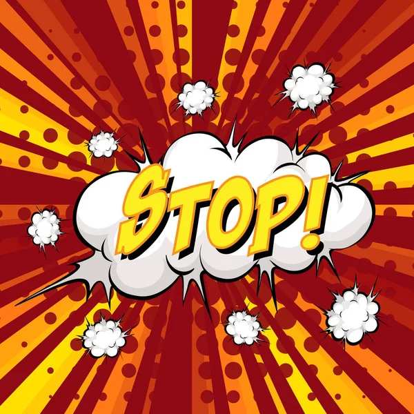 Stop Wording Comic Speech Bubble Burst Illustration — Stock Vector