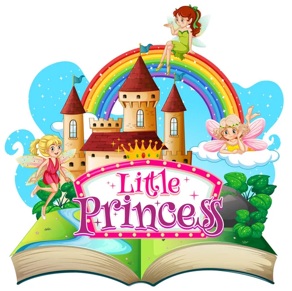 Pop Boek Met Kleine Prinses Thema Illustratie — Stockvector