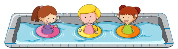 Niñas Disfrutando Piscina Ilustración — Vector de stock