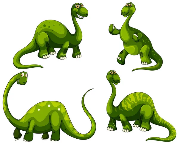 Set Van Sauropod Dinosaurussen Cartoon Karakter Illustratie — Stockvector
