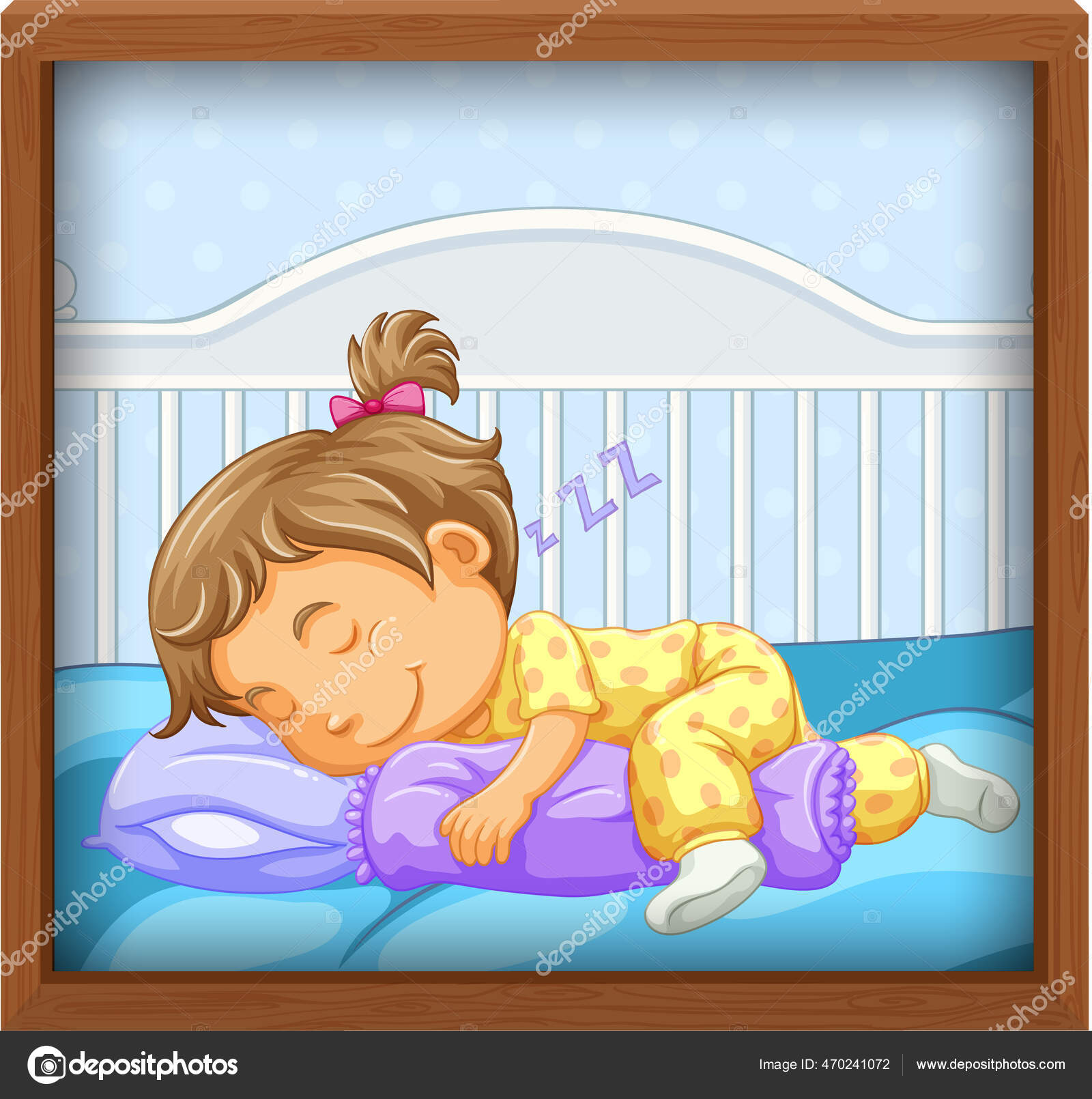 Дитяча Дівчинка Спить Дитячому Ліжечку Ілюстрація Стоковий вектор ©interactimages 470241072