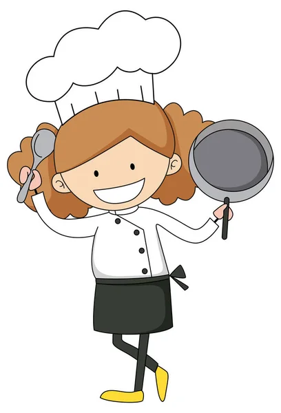 Femmina Chef Cartone Animato Personaggio Cartone Animato Personaggio Illustrazione — Vettoriale Stock