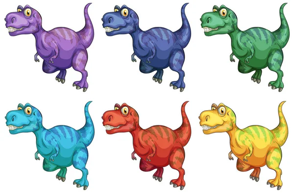 Sada Raptorex Dinosaurus Kreslený Znak Ilustrace — Stockový vektor