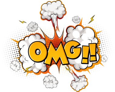 Omg metin illüstrasyonlu komik konuşma balonu