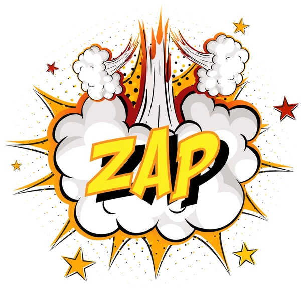 Word Zap Nube Cómica Explosión Fondo Ilustración — Vector de stock