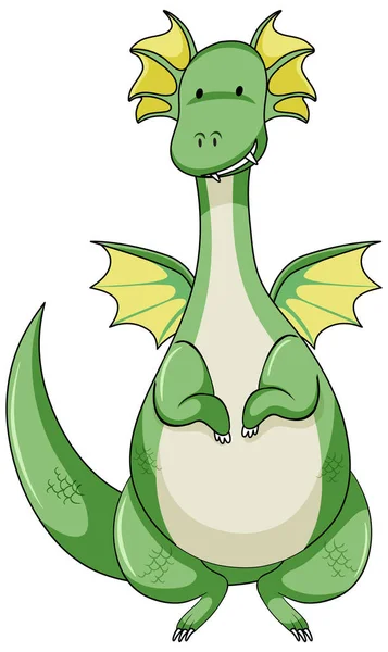 Простий Мультиплікаційний Персонаж Зеленого Дракона Ізольовані Ілюстрації — стоковий вектор