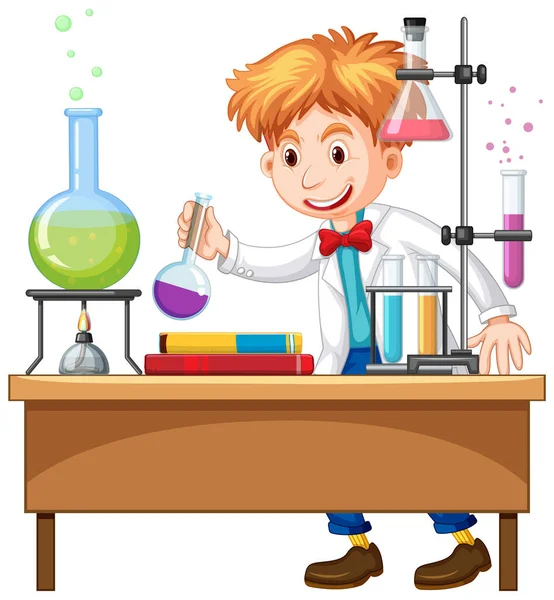 Researcher Experiment Laboratory Illustration — Stock Vector