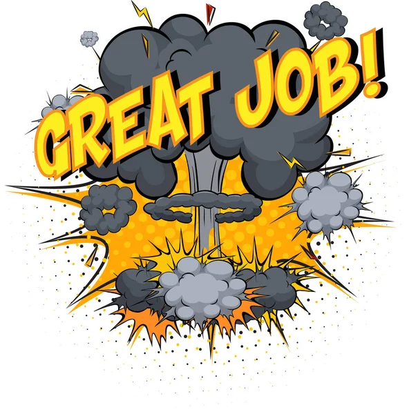 Word Great Job Comic Cloud Explosion Hintergrundillustration — Stockvektor