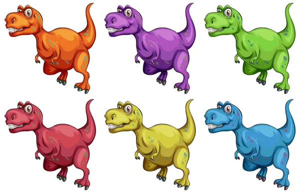 Uppsättning Raptorex Dinosaurie Tecknad Karaktär Illustration — Stock vektor