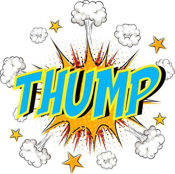 Mot Thump Sur Bande Dessinée Explosion Nuage Fond Illustration — Image vectorielle