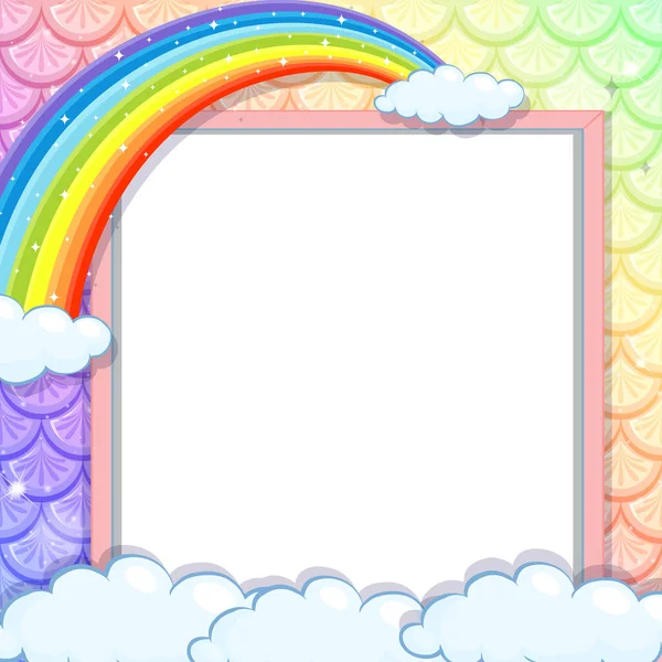 Banner Blanco Sobre Fondo Escamas Peces Arco Iris Con Ilustración — Archivo Imágenes Vectoriales